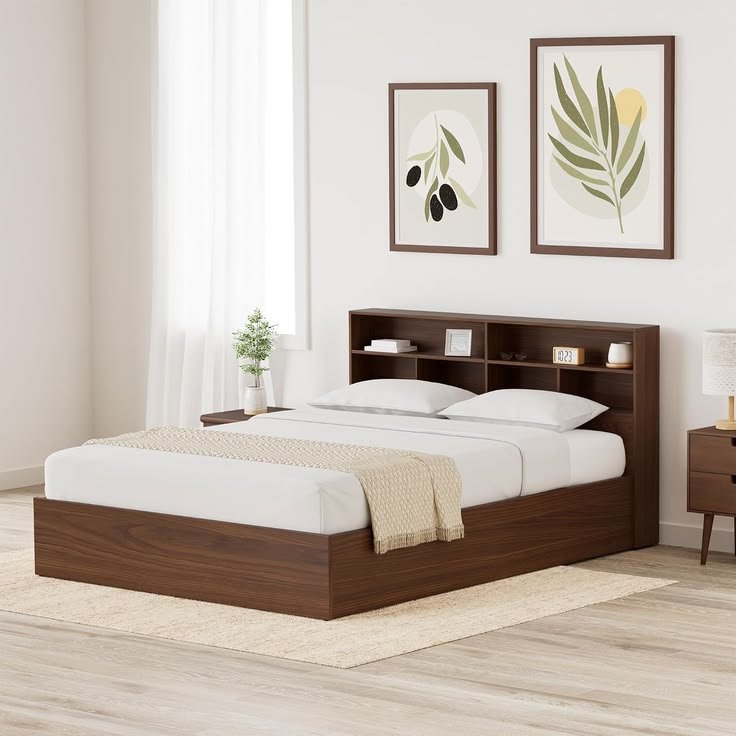 Teakwood head board storage queen size bed